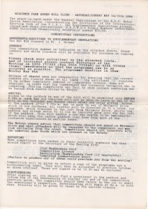 Competitors Instructions for Wiscombe Park Hill Climb on 14th & 15th May 1994