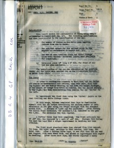 Project Folder: Collection of report papers on the Aston Martin DBR4 G.P Racing car, May 1959.