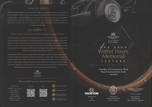 Walter Hayes Memorial Lecture, 2024, signed programme 