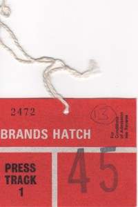 Press Track Pass for FIA Historic Car Race Championships, Brands Hatch on 5th May 1985