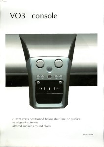 Set of four CAD printouts for the centre console of the Aston Martin V12 Vanquish (2001-2007 model).