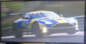 Stretched canvas print of a V12 Vantage GT3 racing