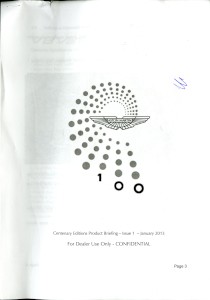 Dealer Briefing Document - 1913-2013 Aston Martin Centenary Special Editions