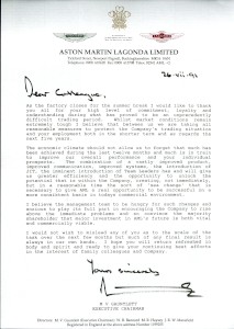 Memo from Victor Gauntlett to all staff before the 1991 summer break on challenges ahead for AML.