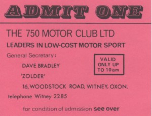 Admission Ticket for 750 Relay Race at Silverstone on 26th October 1985